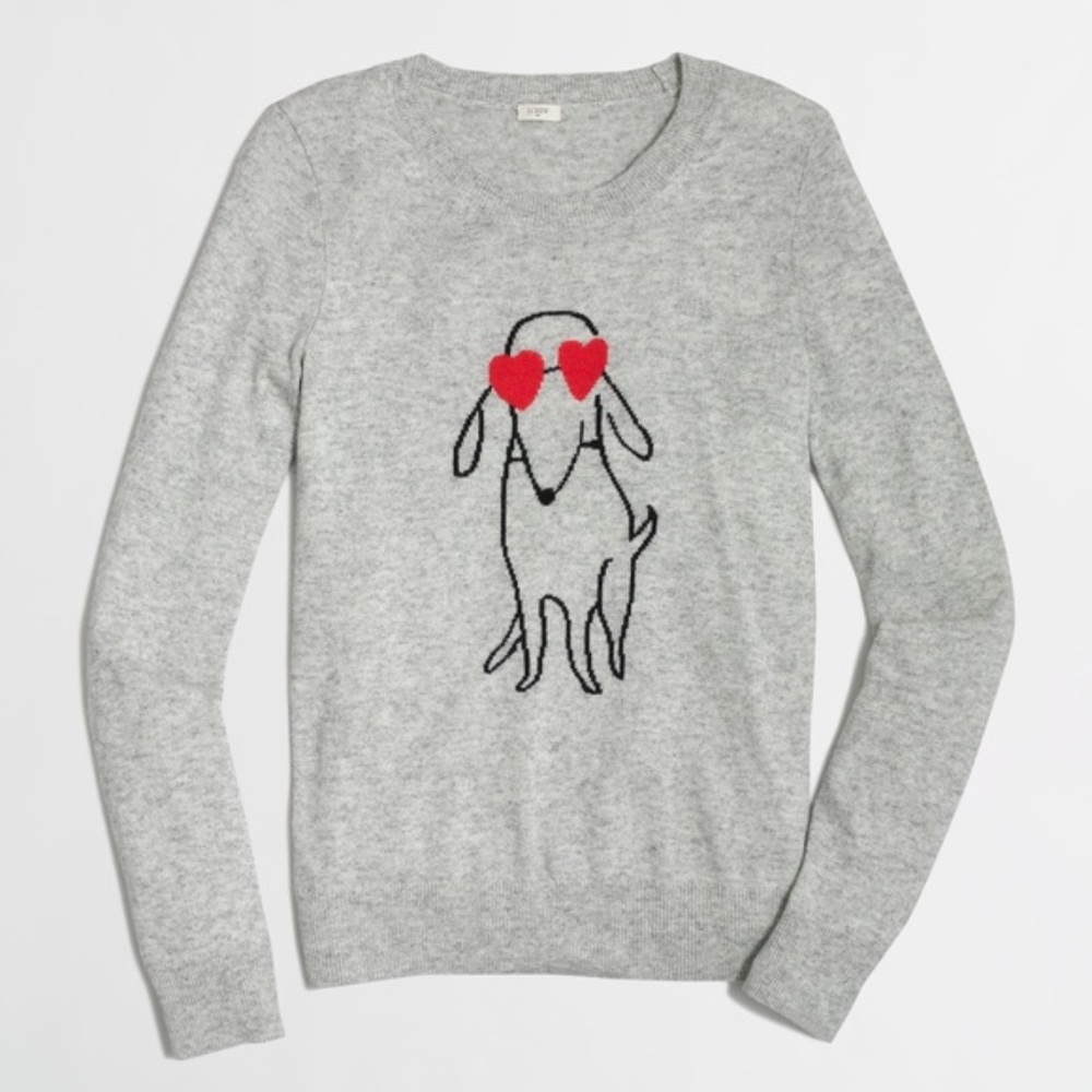 J.Crew Intarsia Dog Heart Eye Sweater Sz Small